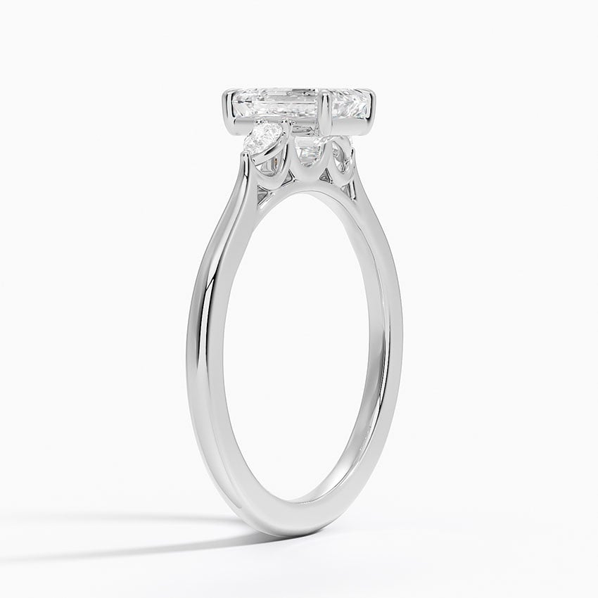 Aria Perfect Fit Three Stone Diamond Ring Platinum Emerald Engagement Ring