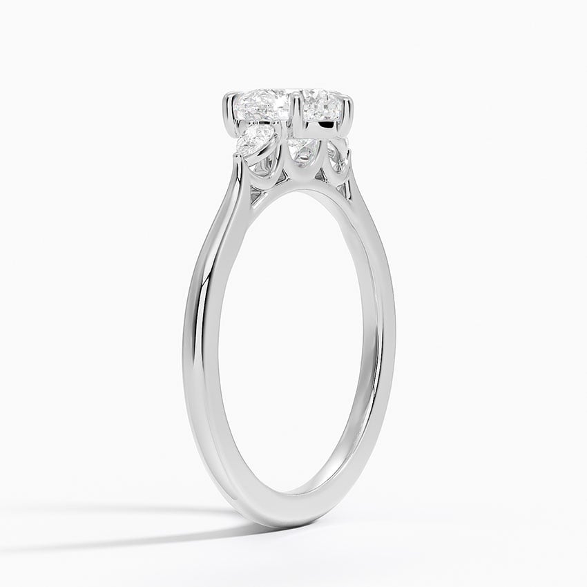 Aria Perfect Fit Three Stone Diamond Ring Platinum Heart Engagement Ring