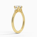 Aria Perfect Fit Three Stone Diamond Ring Yellow Gold 18k Heart Engagement Ring