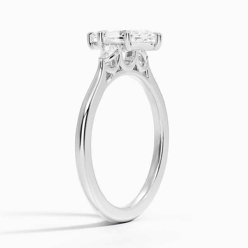 Aria Perfect Fit Three Stone Diamond Ring Platinum Marquise Engagement Ring
