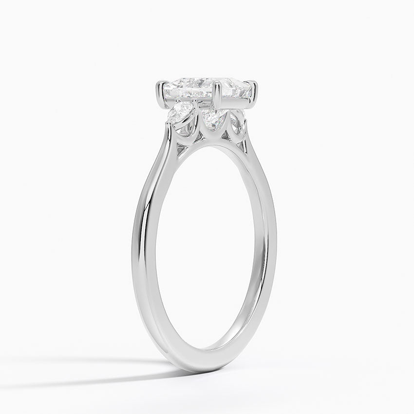Aria Perfect Fit Three Stone Diamond Ring Platinum Princess Engagement Ring