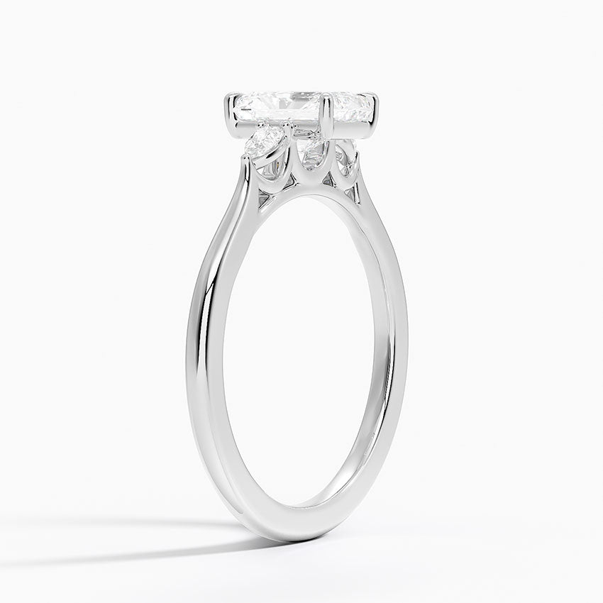 Aria Perfect Fit Three Stone Diamond Ring Platinum Radiant Engagement Ring