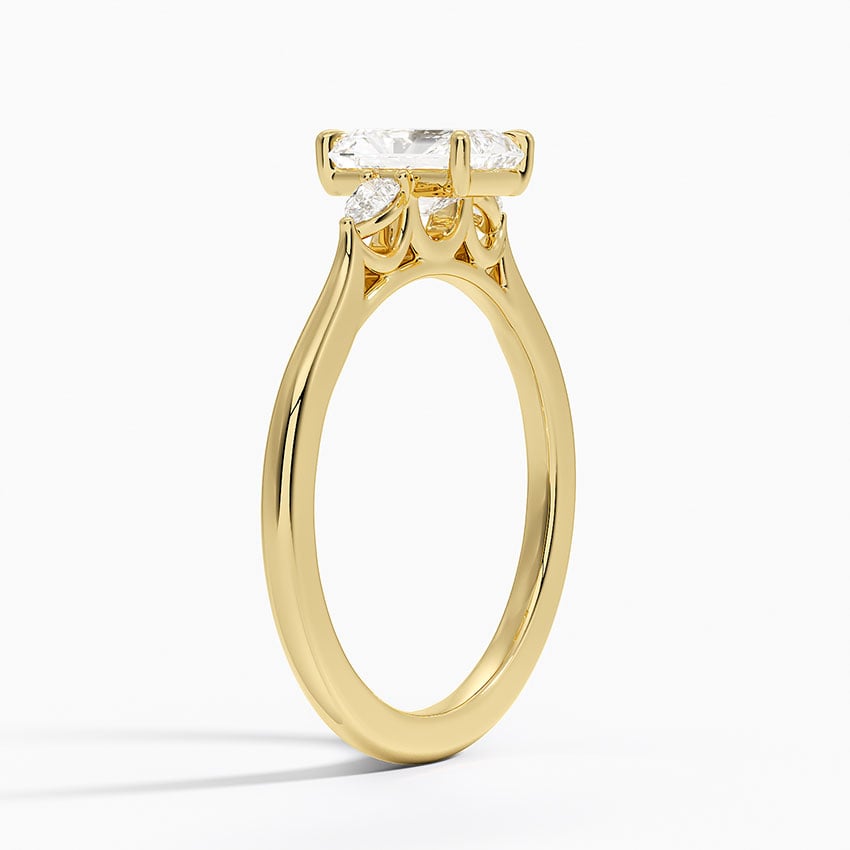Aria Perfect Fit Three Stone Diamond Ring Yellow Gold 18k Radiant Engagement Ring