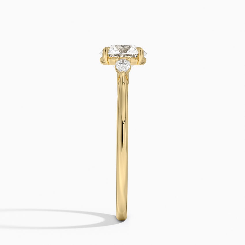 Aria Perfect Fit Three Stone Diamond Ring Yellow Gold 18k Round Engagement Ring