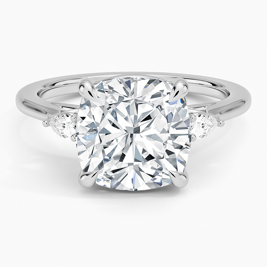 Aria Perfect Fit Three Stone Diamond Ring Platinum Cushion Engagement Ring
