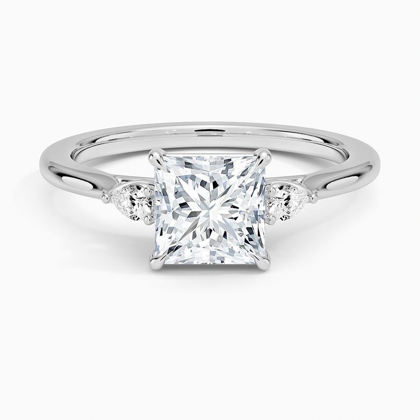 Aria Perfect Fit Three Stone Diamond Ring Platinum Princess Engagement Ring