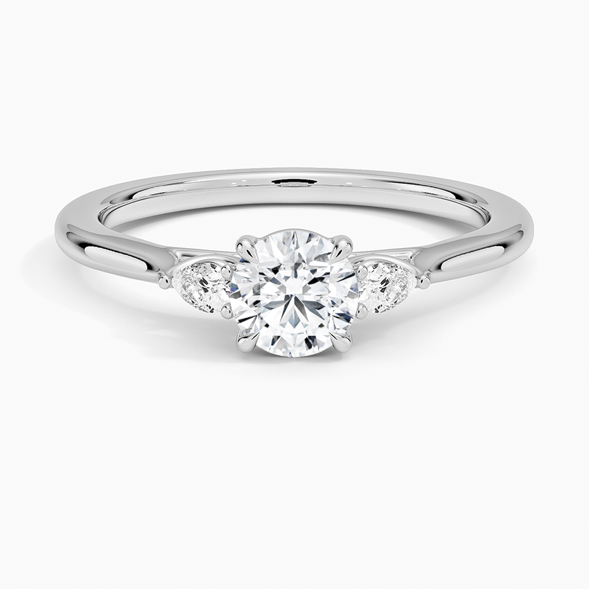 Aria Perfect Fit Three Stone Diamond Ring Platinum Round Engagement Ring
