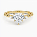 Aria Perfect Fit Three Stone Diamond Ring Yellow Gold 18k Heart Engagement Ring