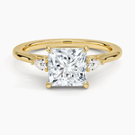 Aria Perfect Fit Three Stone Diamond Ring Yellow Gold 18k Princess Engagement Ring