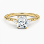 Aria Perfect Fit Three Stone Diamond Ring Yellow Gold 18k Radiant Engagement Ring