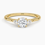 Aria Perfect Fit Three Stone Diamond Ring Yellow Gold 18k Round Engagement Ring