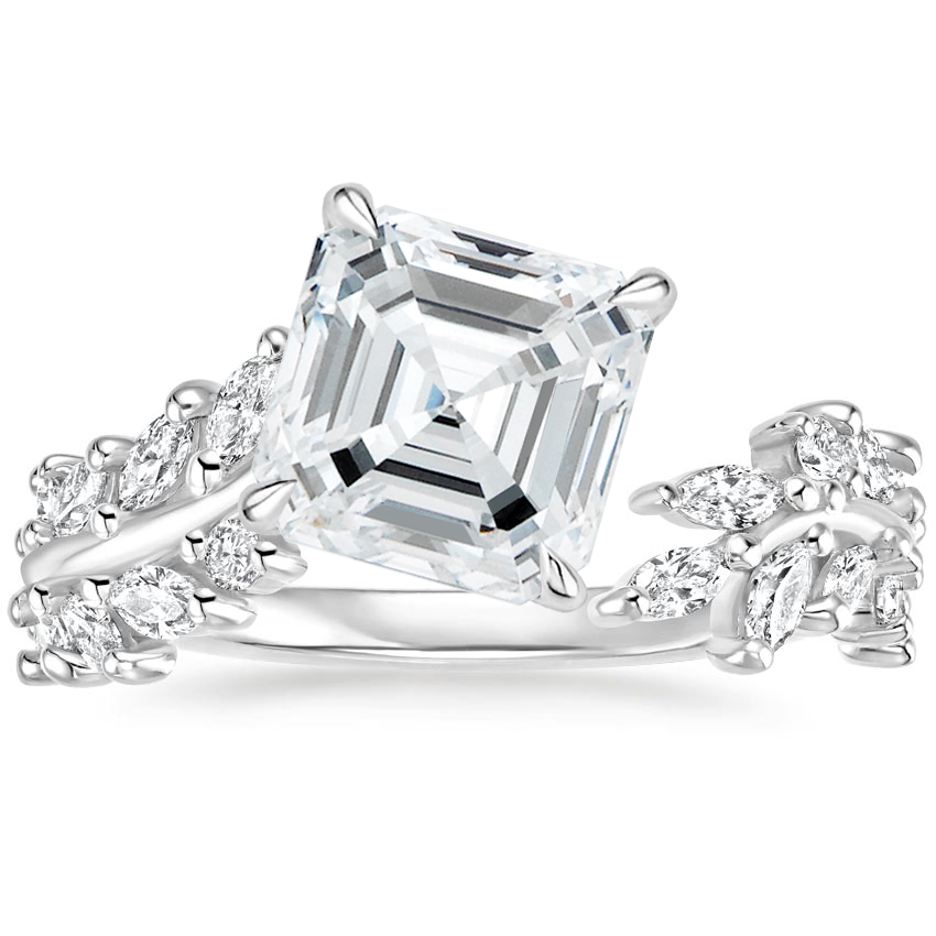 Sweeping Ivy Diamond Engagement Ring 18K White Gold AS