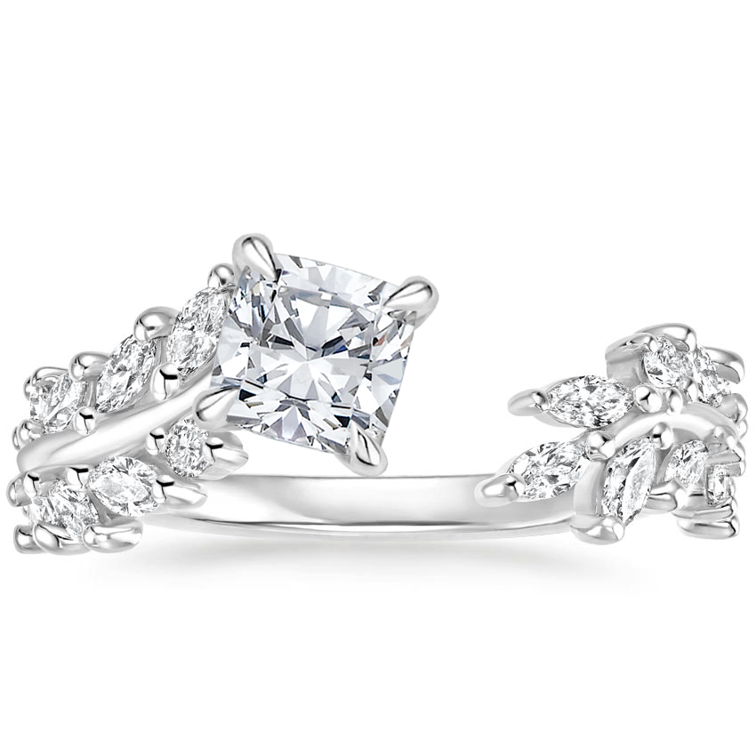 Sweeping Ivy Diamond Engagement Ring 18K White Gold CU