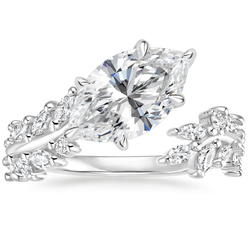 Sweeping Ivy Diamond Engagement Ring 18K White Gold MQ