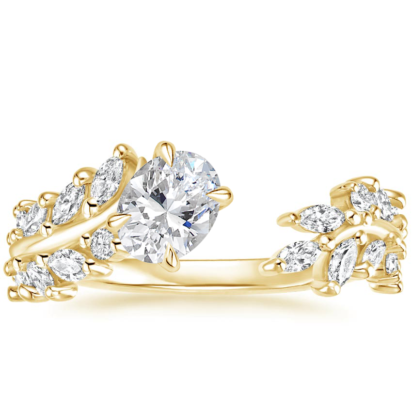 Sweeping Ivy Diamond Engagement Ring 18K Yellow Gold OV