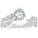 Sweeping Ivy Diamond Engagement Ring 18K White Gold PE