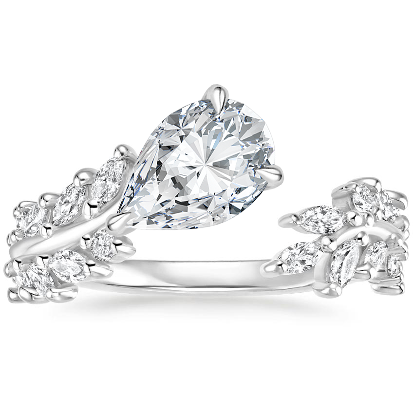 Sweeping Ivy Diamond Engagement Ring 18K White Gold PE