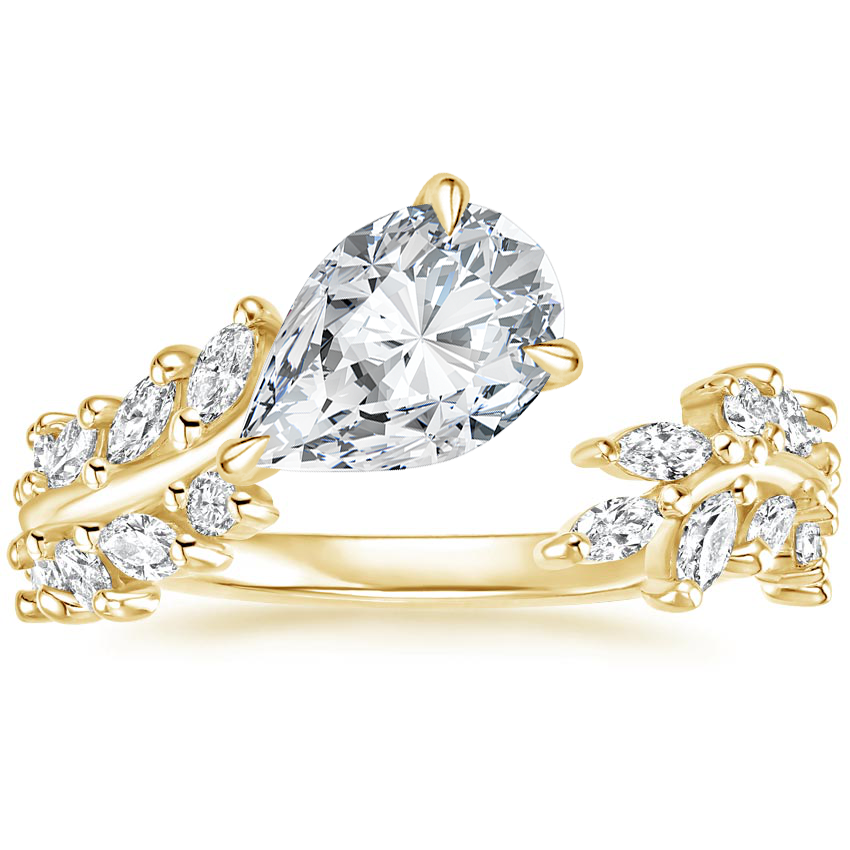 Sweeping Ivy Diamond Engagement Ring 18K Yellow Gold PE