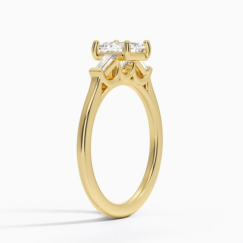 Perfect Fit Tapered Baguette Diamond Ring Yellow Gold 18k Asscher Engagement Ring