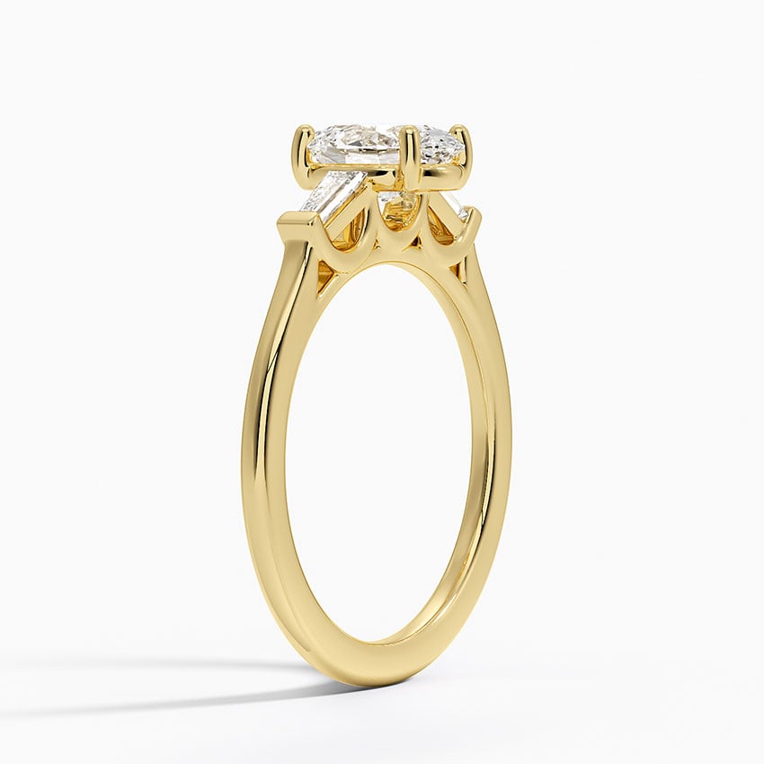 Perfect Fit Tapered Baguette Diamond Ring Yellow Gold 18k Oval Engagement Ring
