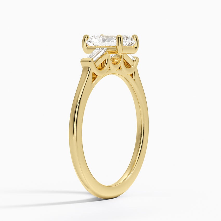 Perfect Fit Tapered Baguette Diamond Ring Yellow Gold 18k Radiant Engagement Ring