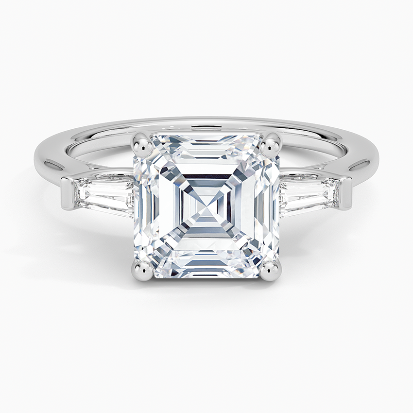 Perfect Fit Tapered Baguette Diamond Ring Platinum Asscher Engagement Ring