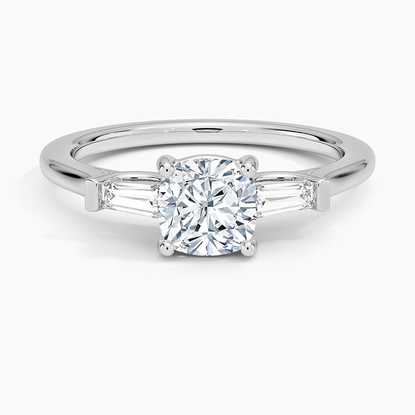 Perfect Fit Tapered Baguette Diamond Ring Platinum Cushion Engagement Ring