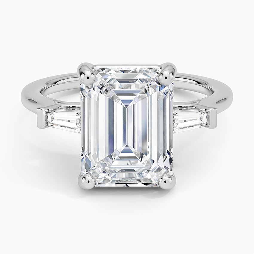Perfect Fit Tapered Baguette Diamond Ring Platinum Emerald Engagement Ring