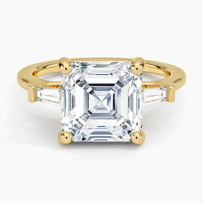 Perfect Fit Tapered Baguette Diamond Ring Yellow Gold 18k Asscher Engagement Ring
