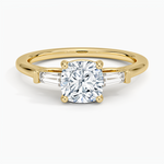 Perfect Fit Tapered Baguette Diamond Ring Yellow Gold 18k Cushion Engagement Ring
