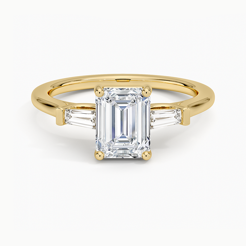 Perfect Fit Tapered Baguette Diamond Ring Yellow Gold 18k Emerald Engagement Ring