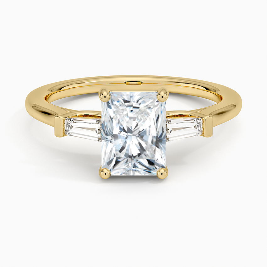 Perfect Fit Tapered Baguette Diamond Ring Yellow Gold 18k Radiant Engagement Ring