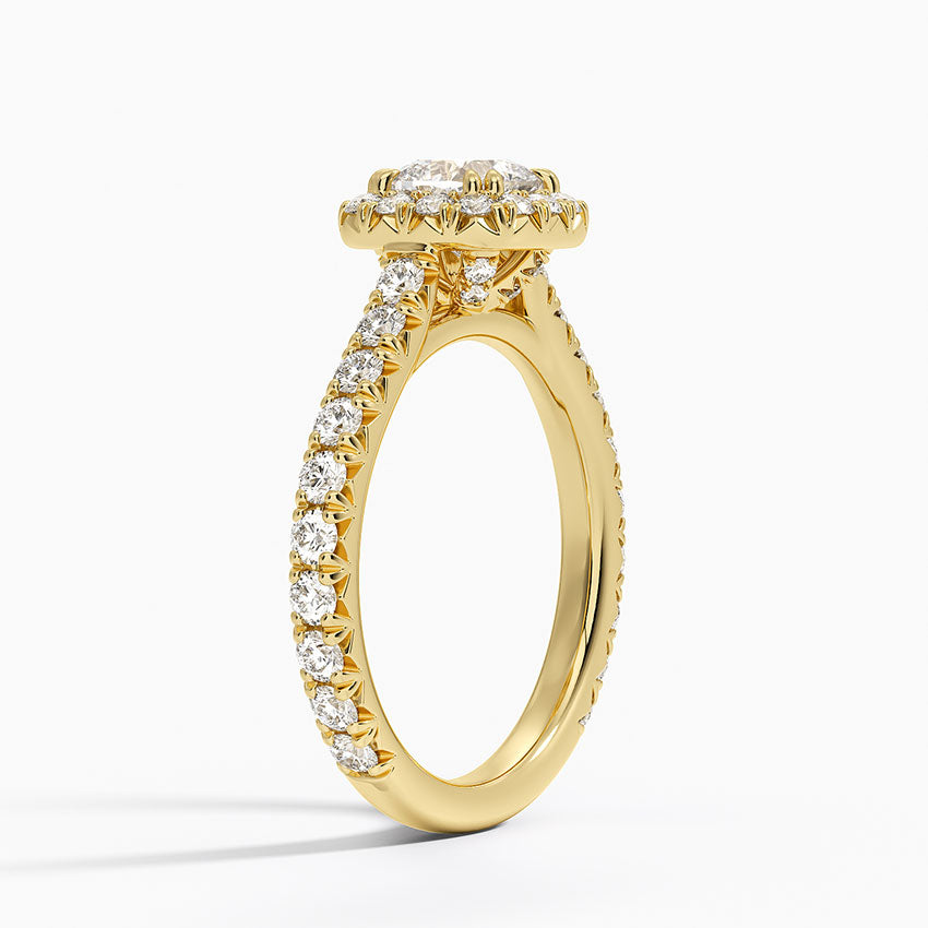 Sienna Halo Three-Quarter Coverage Diamond Ring (3/4 ct. tw.) Yellow Gold 18k Cushion Engagement Ring