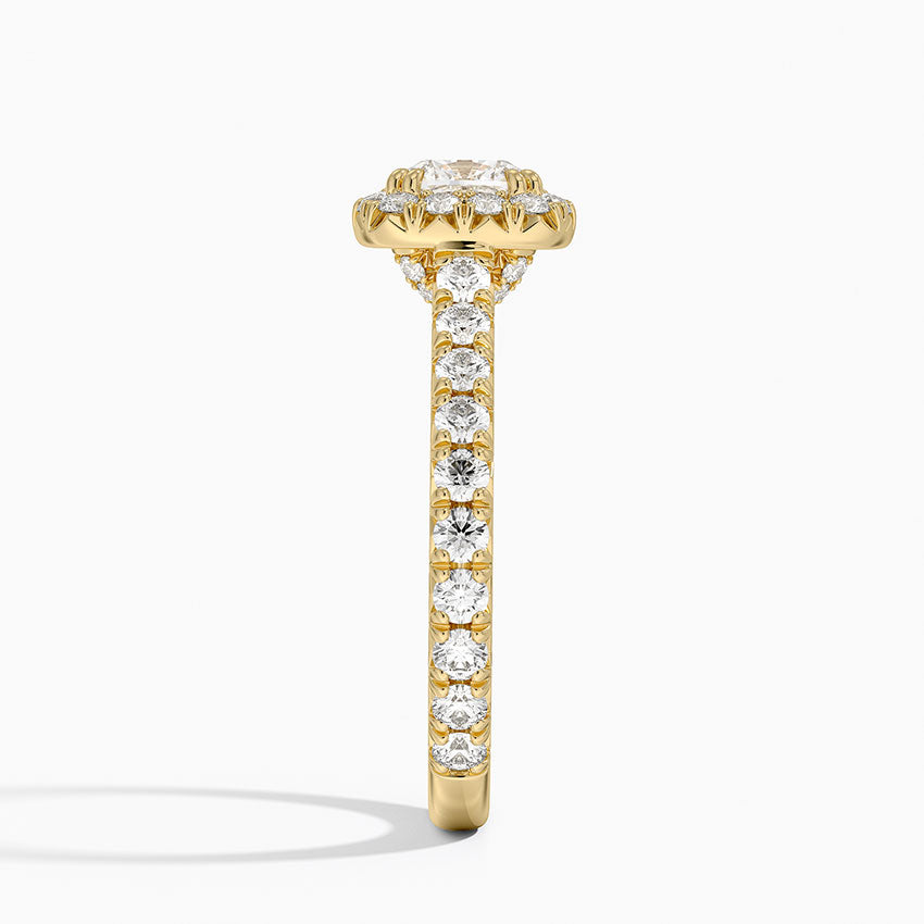 Sienna Halo Three-Quarter Coverage Diamond Ring (3/4 ct. tw.) Yellow Gold 18k Cushion Engagement Ring