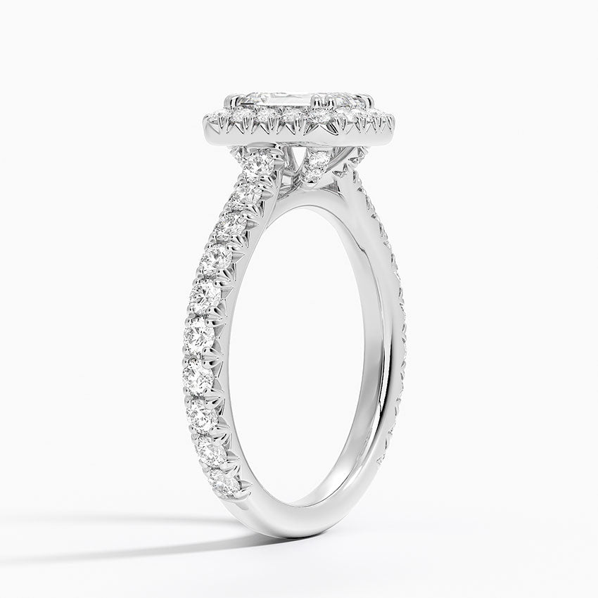 Sienna Halo Three-Quarter Coverage Diamond Ring (3/4 ct. tw.) Platinum Emerald Engagement Ring
