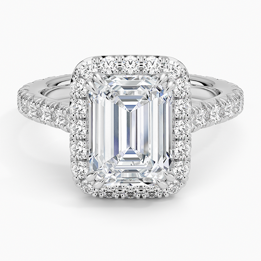 Sienna Halo Three-Quarter Coverage Diamond Ring (3/4 ct. tw.) Platinum Emerald Engagement Ring