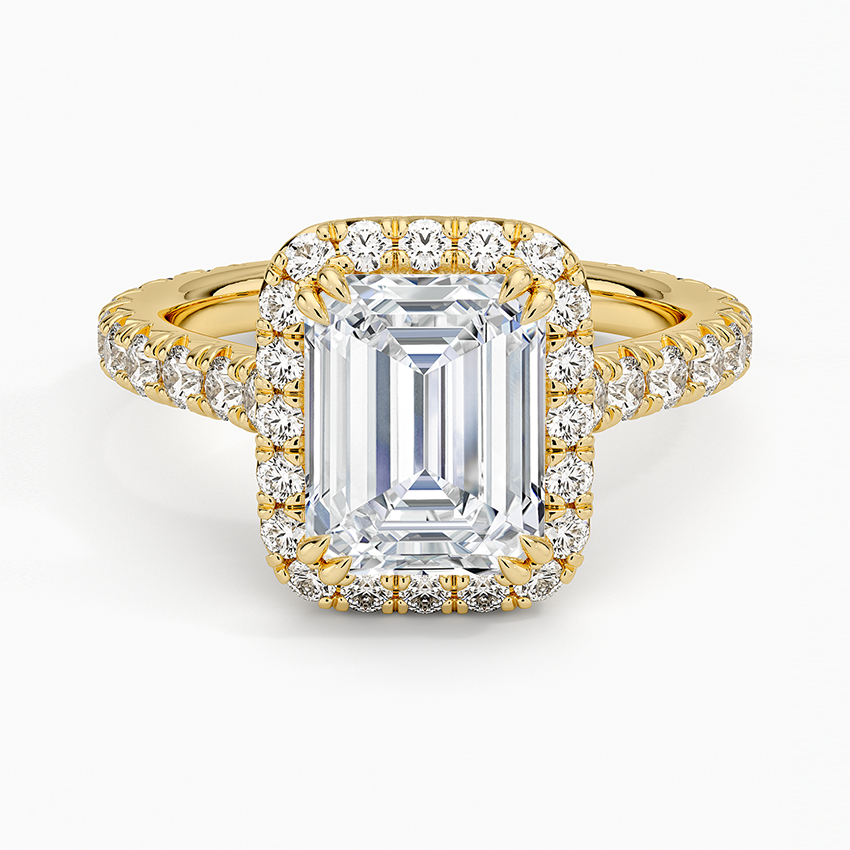 Sienna Halo Three-Quarter Coverage Diamond Ring (3/4 ct. tw.) Yellow Gold 18k Emerald Engagement Ring