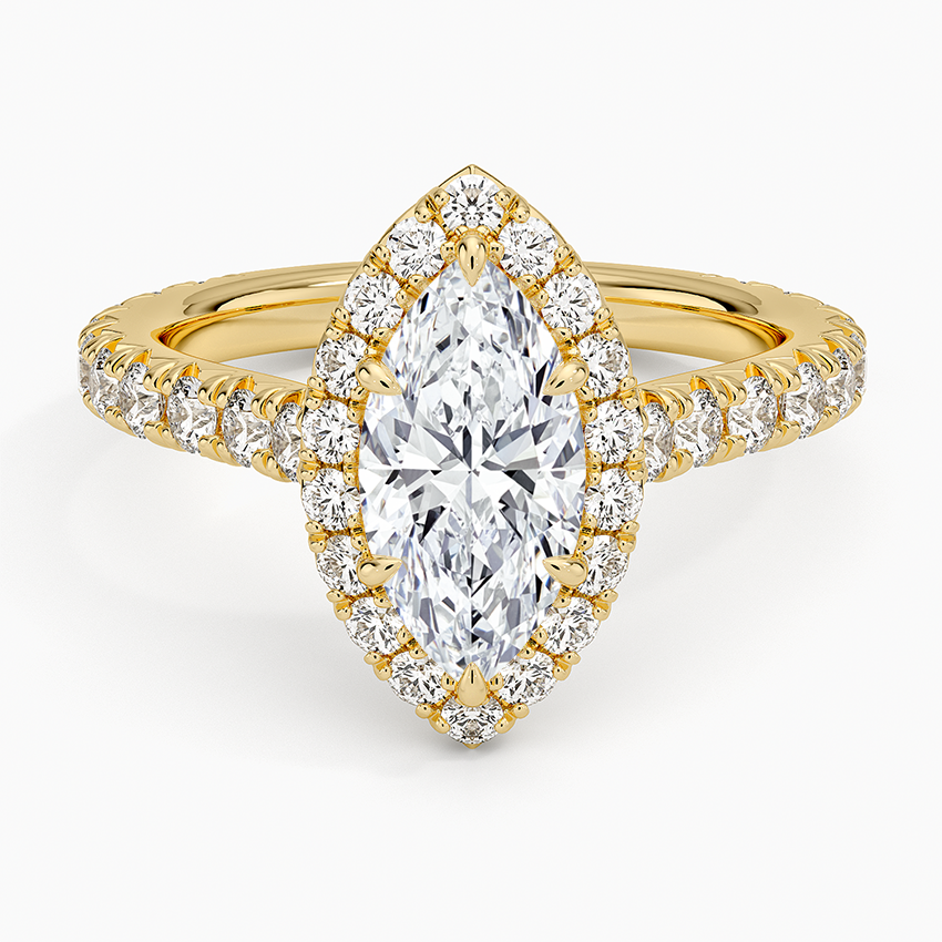Sienna Halo Three-Quarter Coverage Diamond Ring (3/4 ct. tw.) Yellow Gold 18k Marquise Engagement Ring
