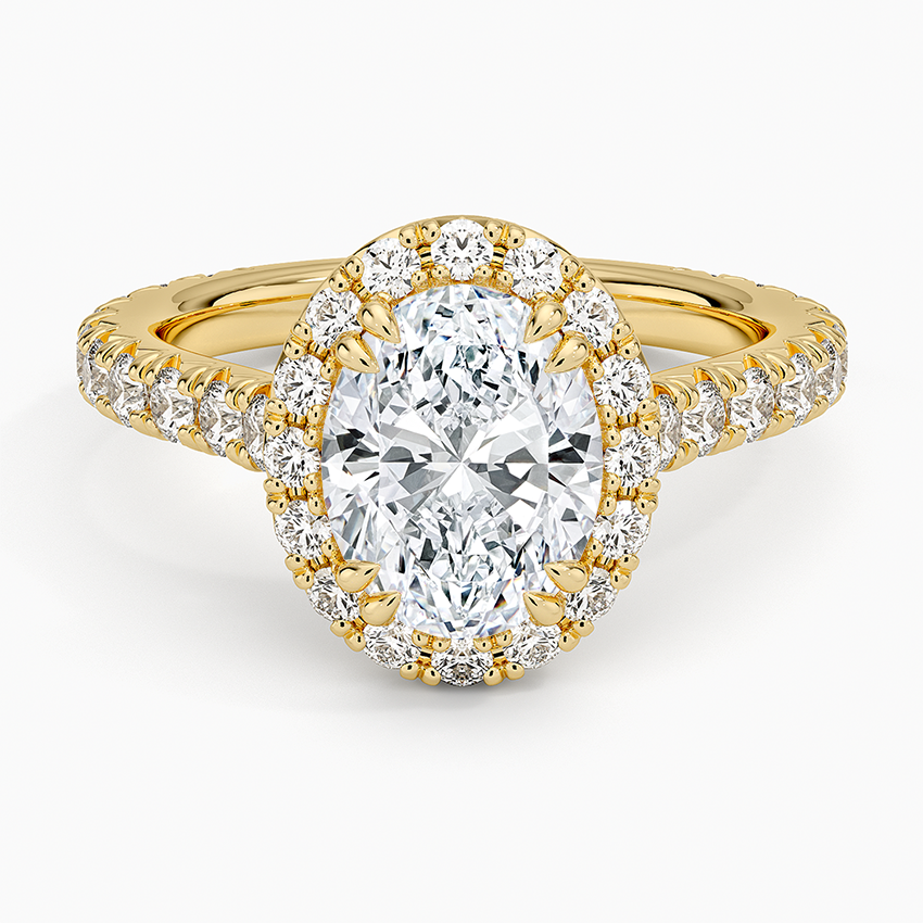 Sienna Halo Three-Quarter Coverage Diamond Ring (3/4 ct. tw.) Yellow Gold 18k Oval Engagement Ring