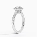 Sienna Halo Half Coverage Diamond Ring Platinum Cushion Engagement Ring