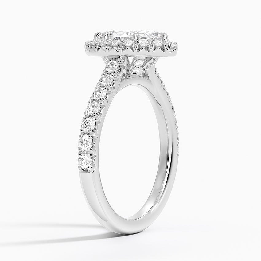 Sienna Halo Half Coverage Diamond Ring Platinum Marquise Engagement Ring