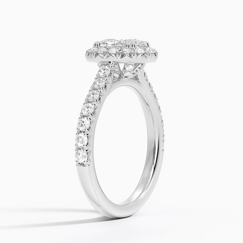 Sienna Halo Half Coverage Diamond Ring Platinum Oval Engagement Ring