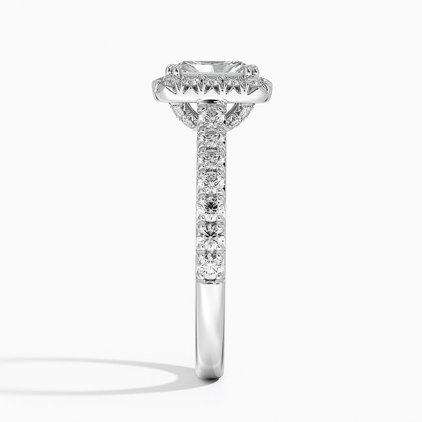 Sienna Halo Half Coverage Diamond Ring Platinum Radiant Engagement Ring