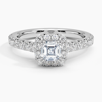 Sienna Halo Half Coverage Diamond Ring Platinum Asscher Engagement Ring