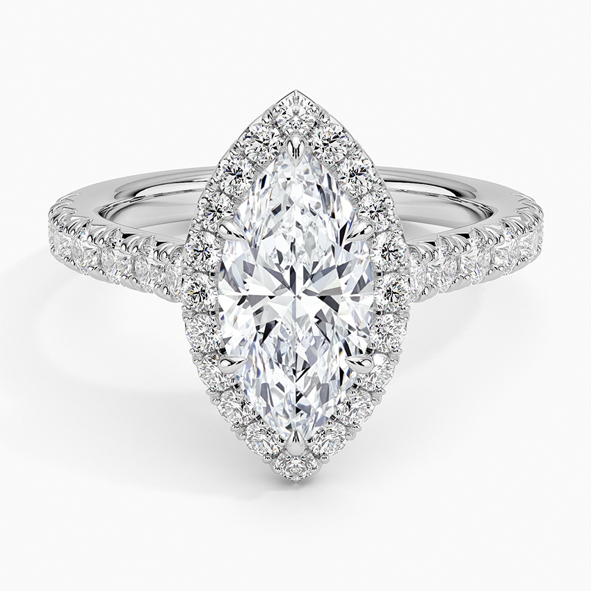 Sienna Halo Half Coverage Diamond Ring Platinum Marquise Engagement Ring
