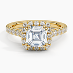 Sienna Halo Half Coverage Diamond Ring Yellow Gold 18k Asscher Engagement Ring