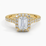 Sienna Halo Half Coverage Diamond Ring Yellow Gold 18k Emerald Engagement Ring