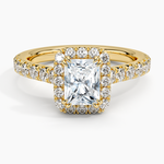 Sienna Halo Half Coverage Diamond Ring Yellow Gold 18k Radiant Engagement Ring