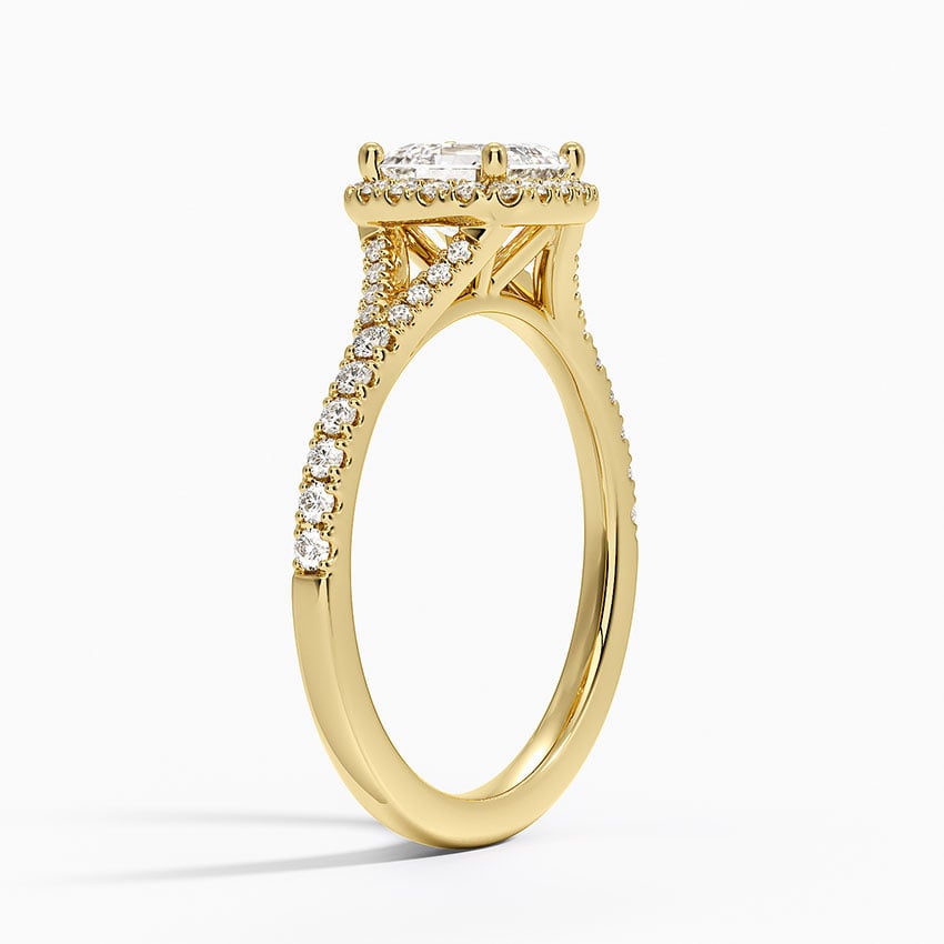 Joy Half Coverage Diamond Ring Yellow Gold 18k Asscher Engagement Ring