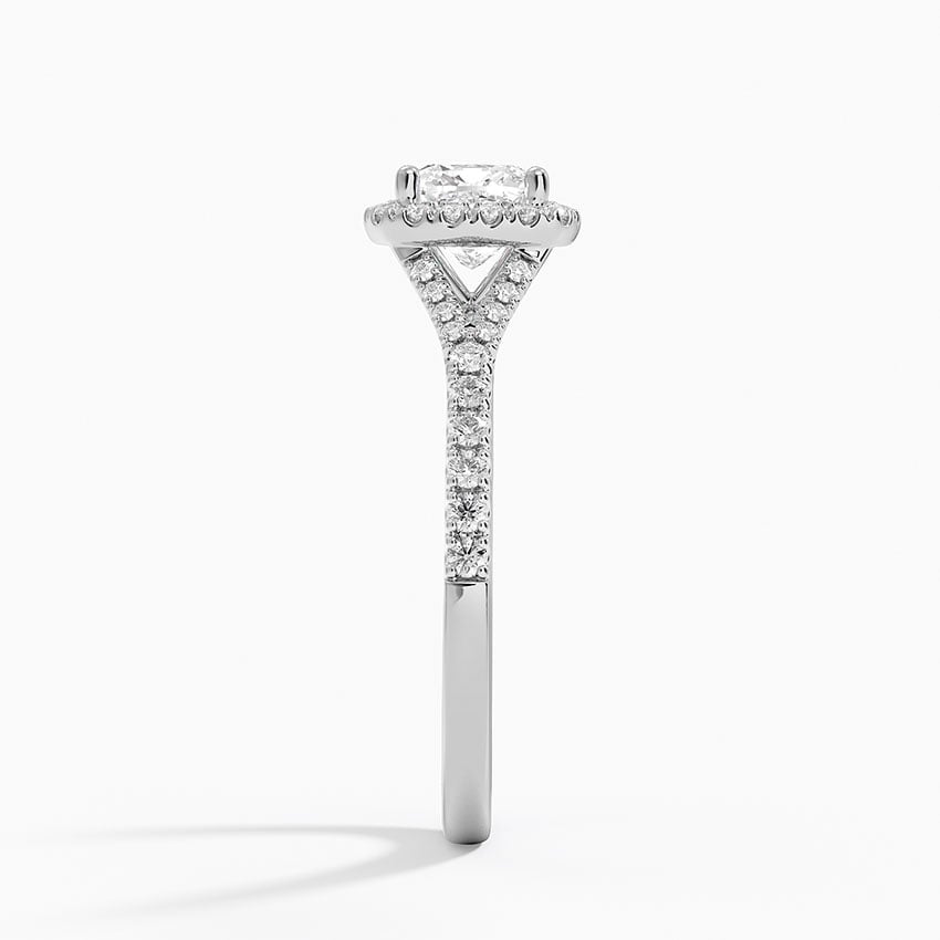 Joy Half Coverage Diamond Ring Platinum Cushion Engagement Ring